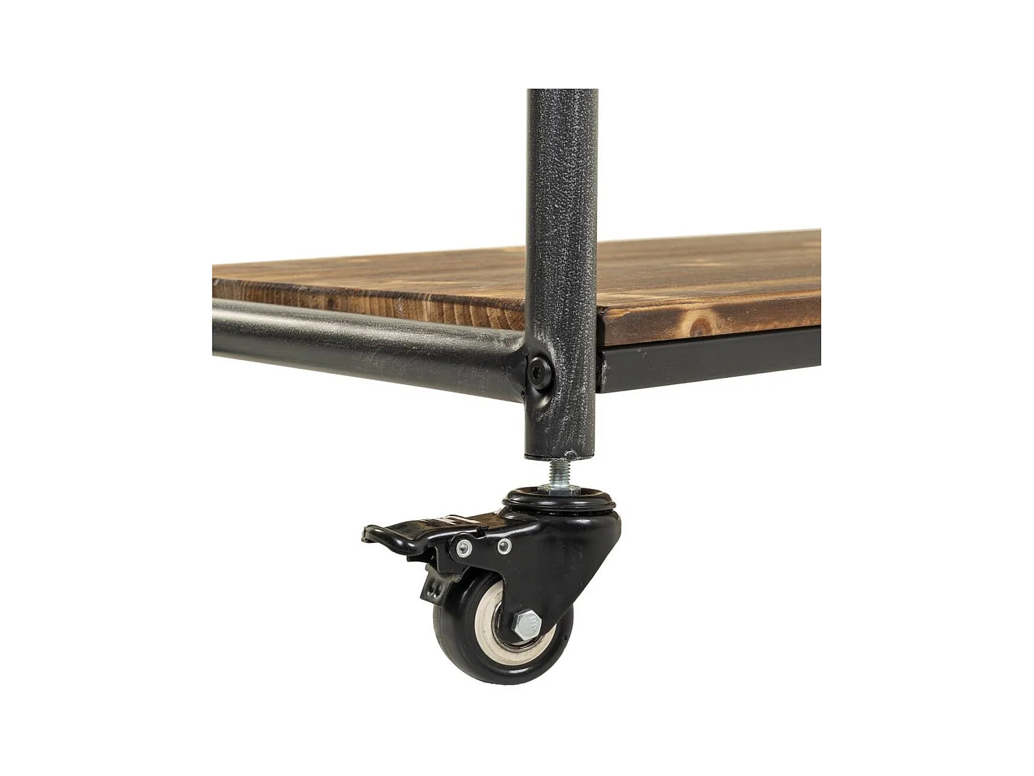 Scaffale in legno marrone e metallo con ruote 98x34x94,5h