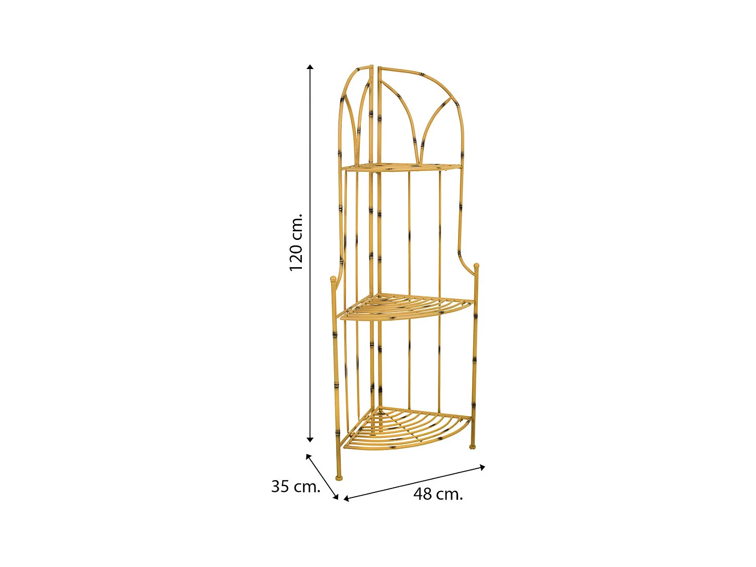 Scaffale in ferro battuto giallo 48x35x120h