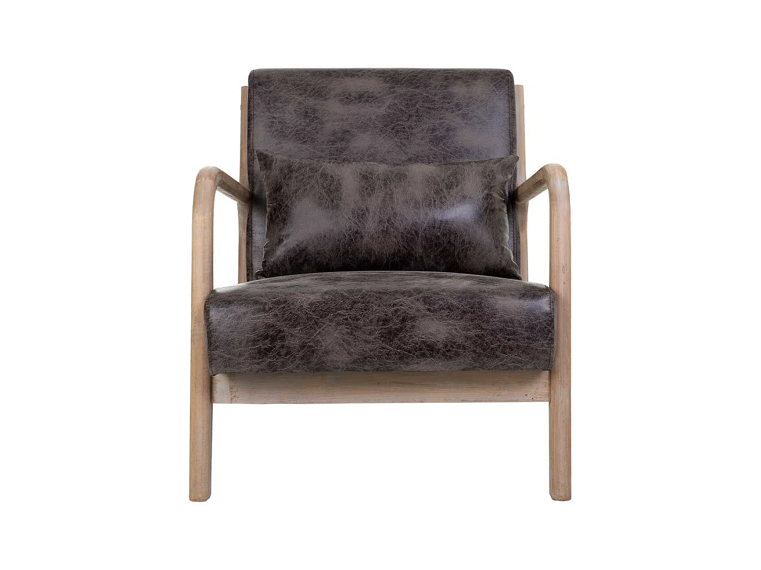 Fauteuil en bois tapissé marron 66x83x37/74h