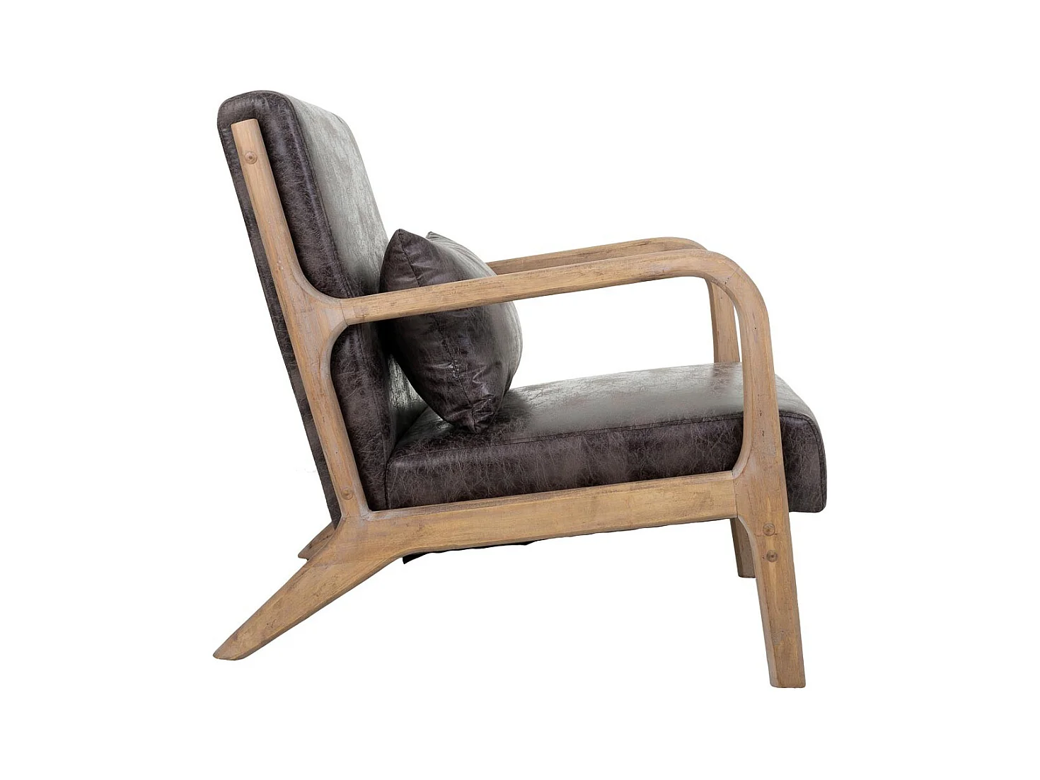 Fauteuil en bois tapissé marron 66x83x37/74h