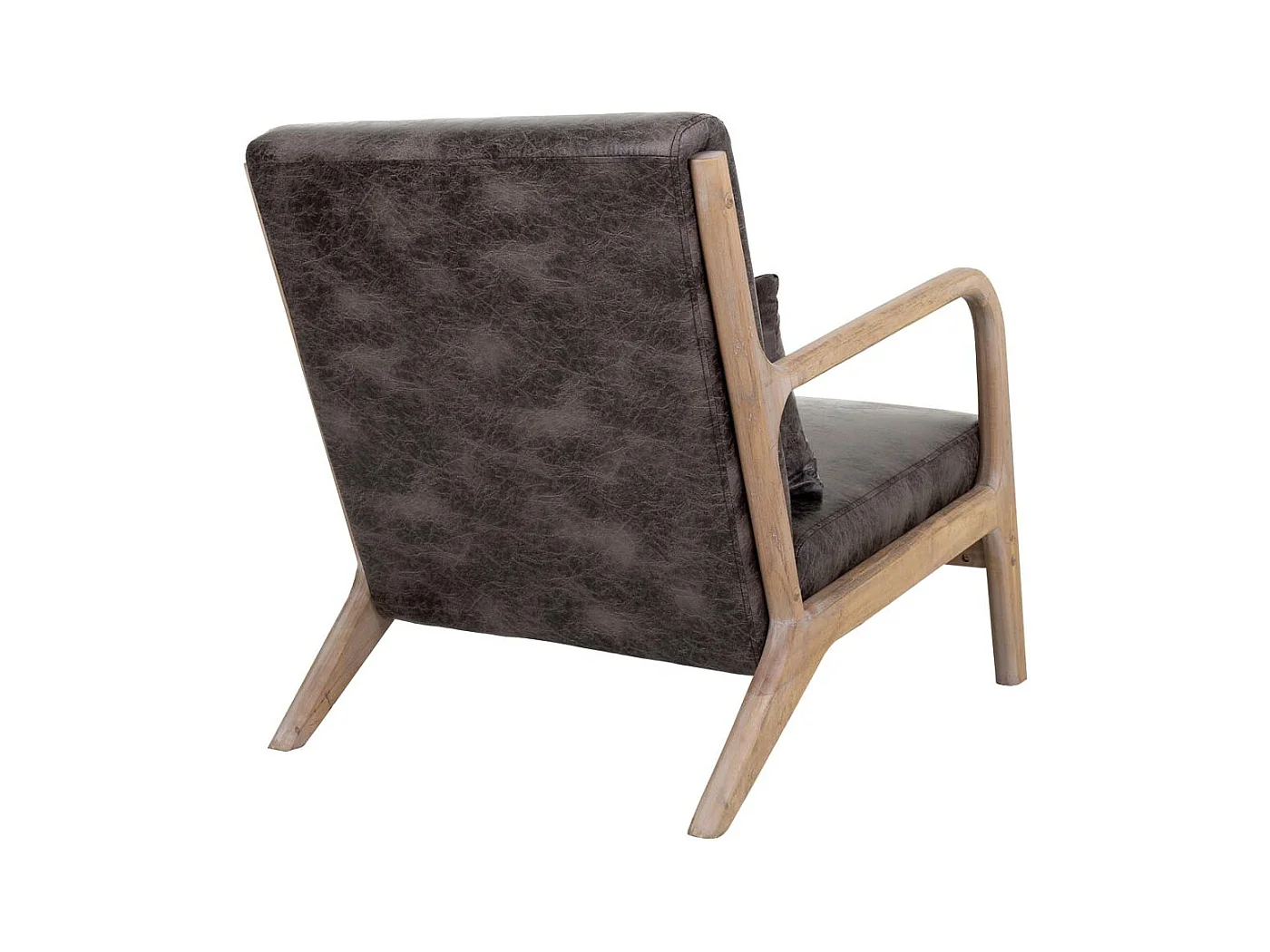 Fauteuil en bois tapissé marron 66x83x37/74h