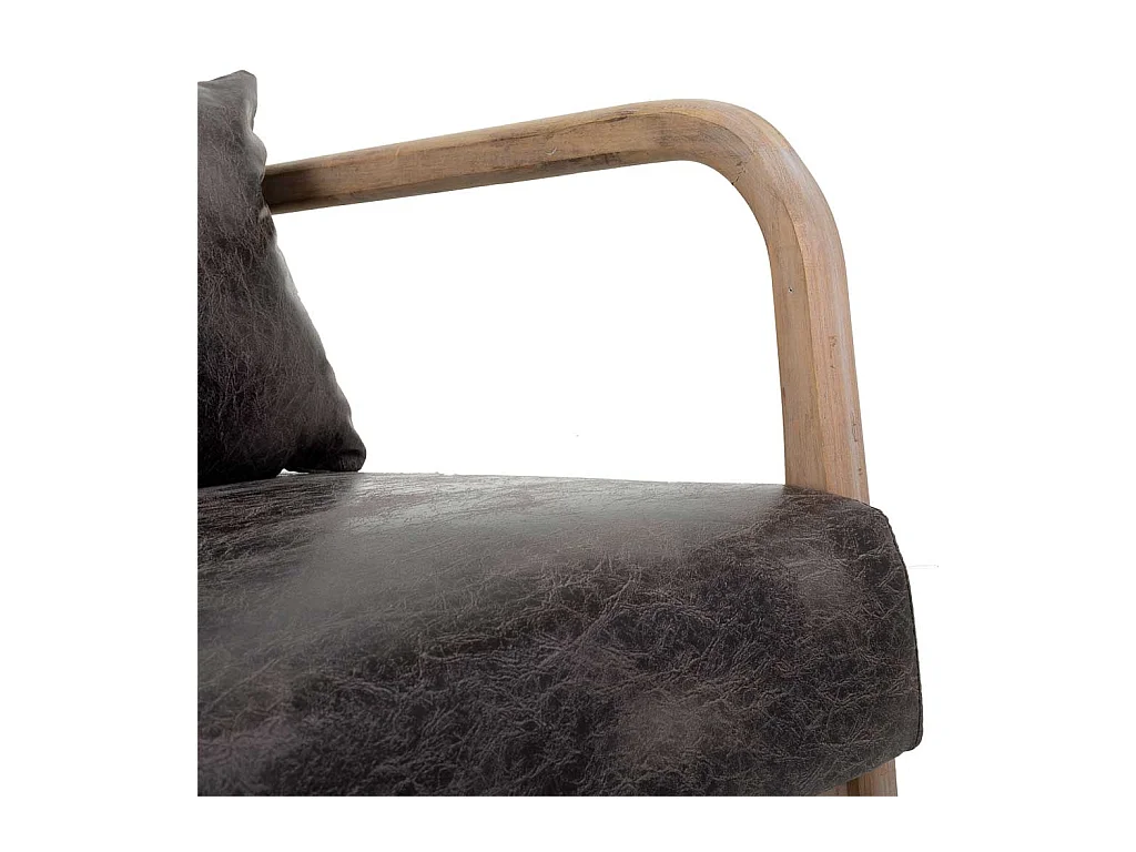 Fauteuil en bois tapissé marron 66x83x37/74h