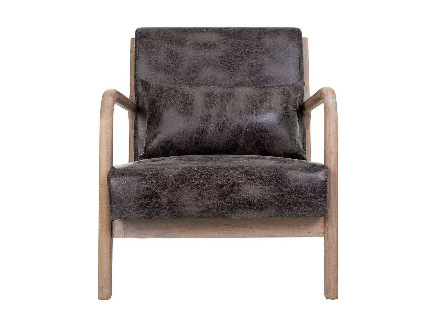 Poltroncina imbottita in legno marrone 66x83x37/74h