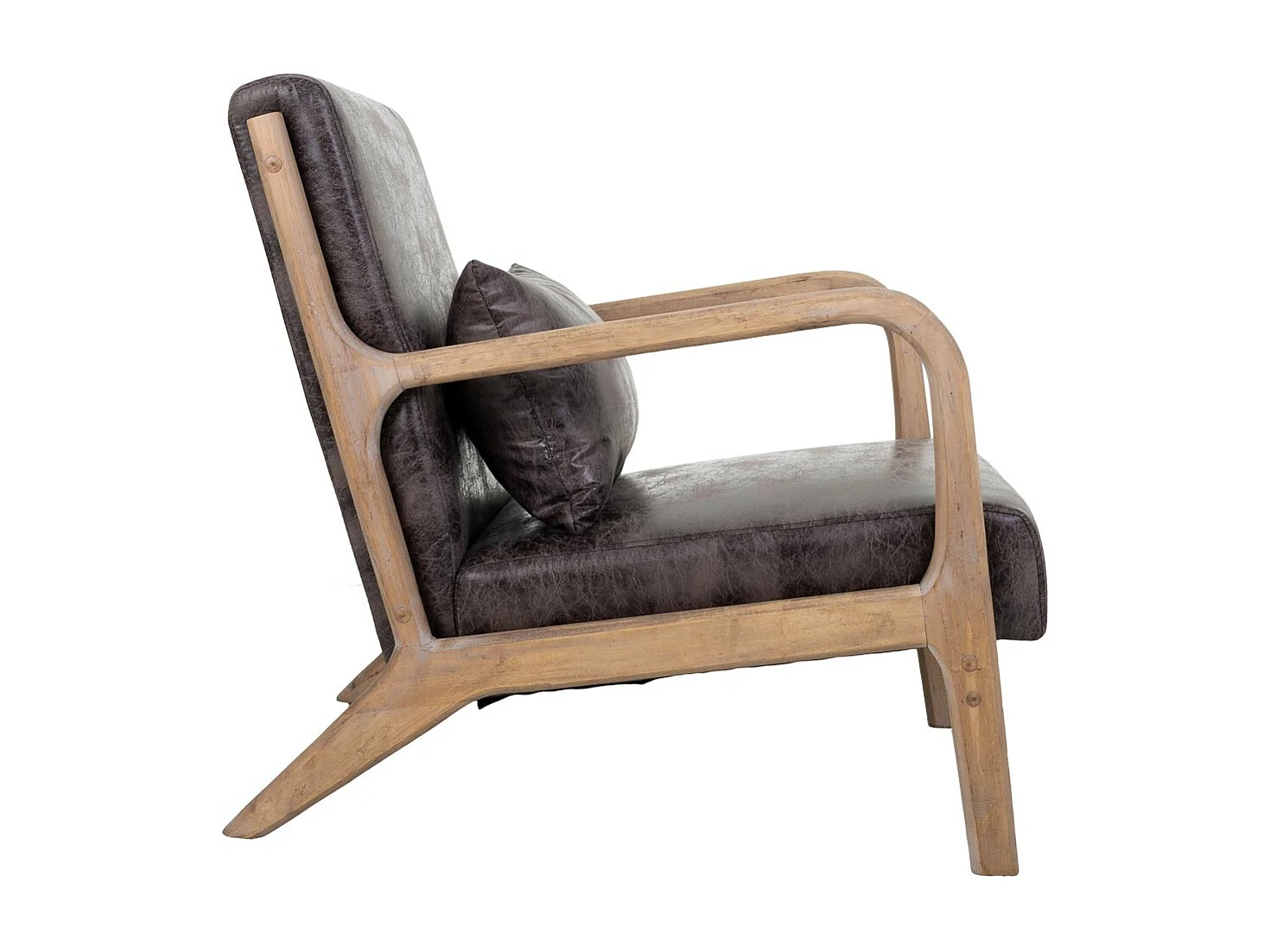 Fauteuil en bois tapissé marron 66x83x37/74h