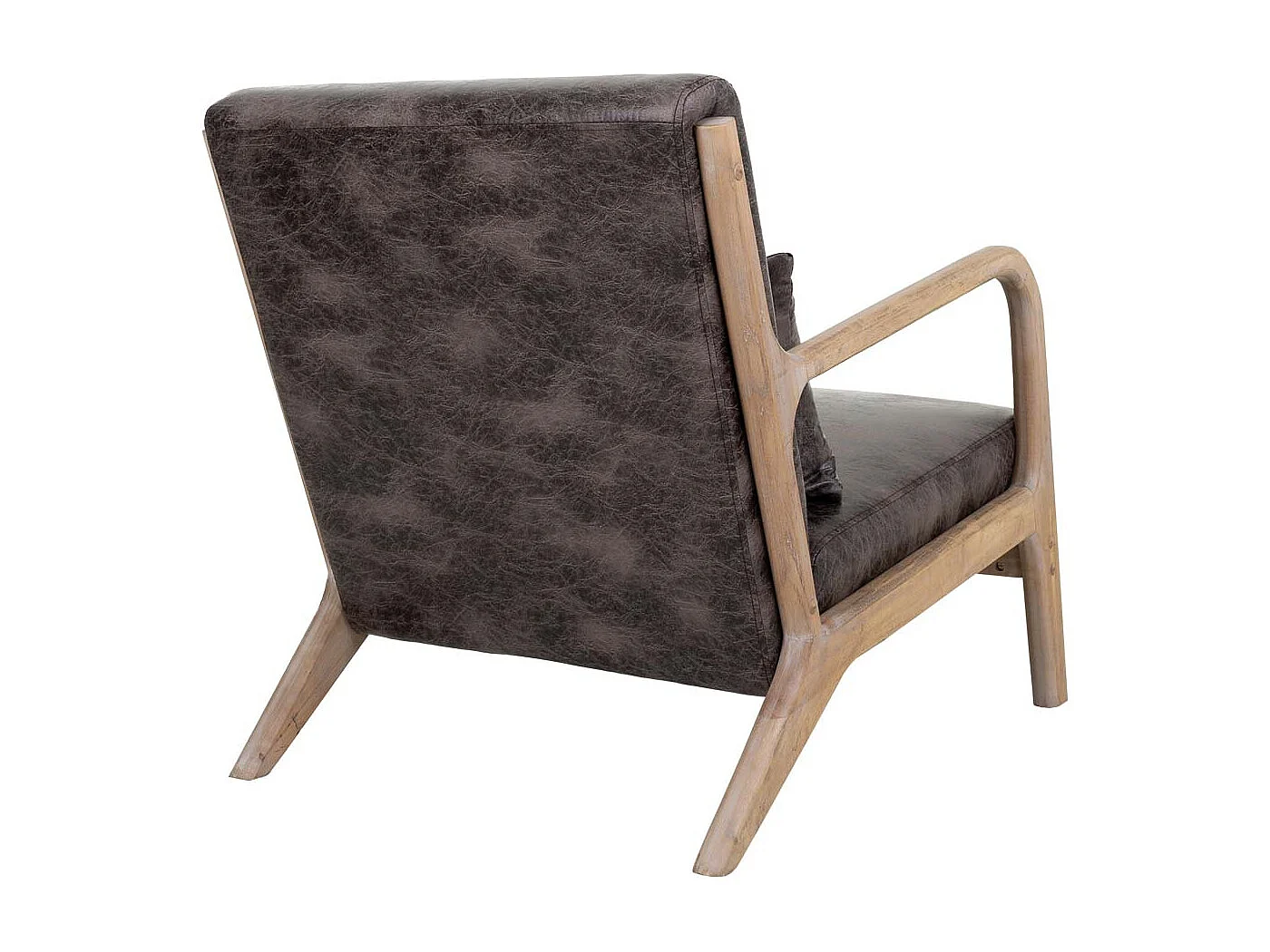 Fauteuil en bois tapissé marron 66x83x37/74h