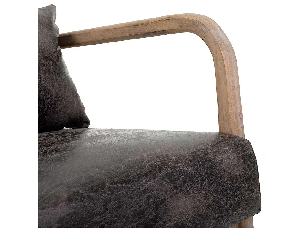 Fauteuil en bois tapissé marron 66x83x37/74h