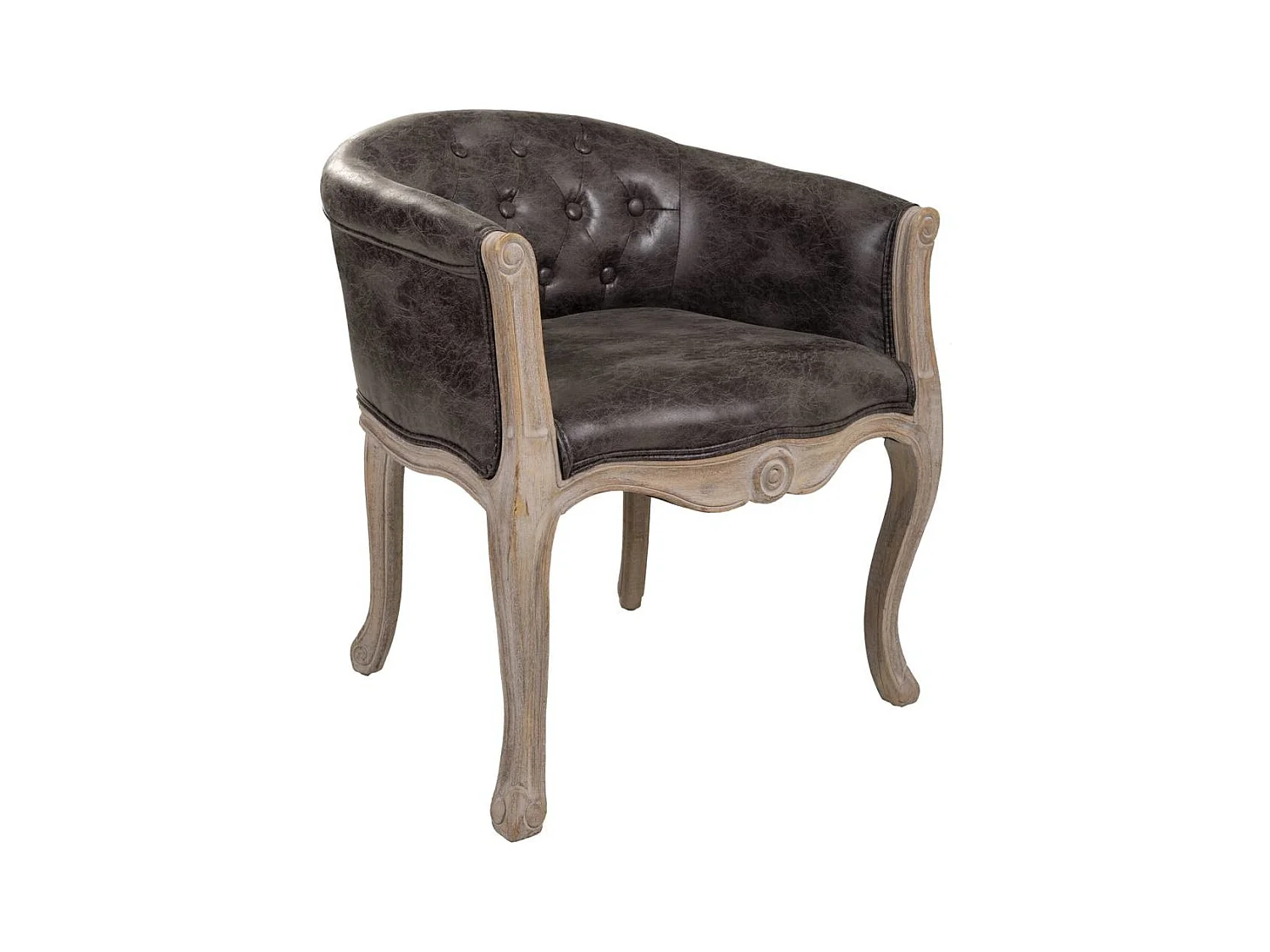 Fauteuil en bois rembourré noir 61x61x71h