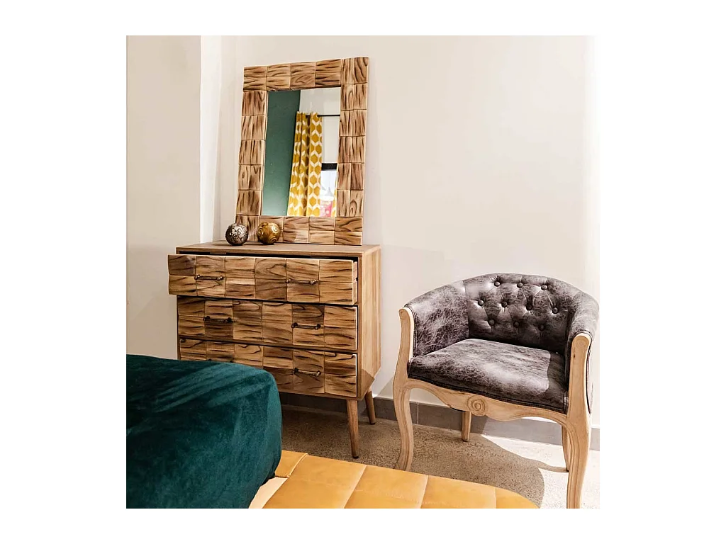 Fauteuil en bois rembourré noir 61x61x71h