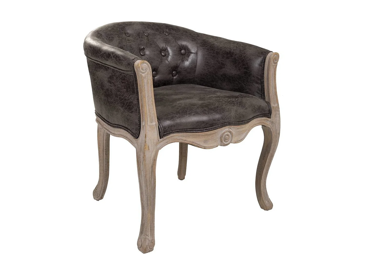 Fauteuil en bois rembourré noir 61x61x71h