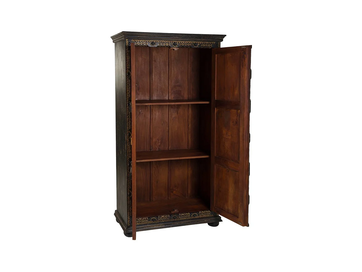 Mobile in legno intagliato nero 102x44x183h