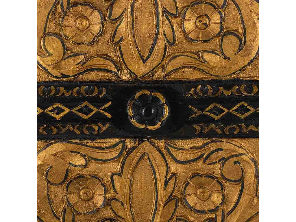 Armário de madeira entalhada preto 102x44x183