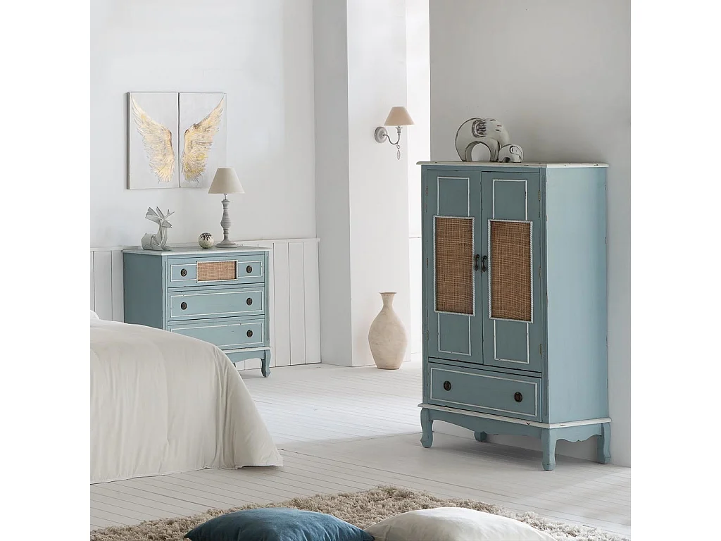 Armoire en bois avec 2 portes et 1 tiroir 80x42x138