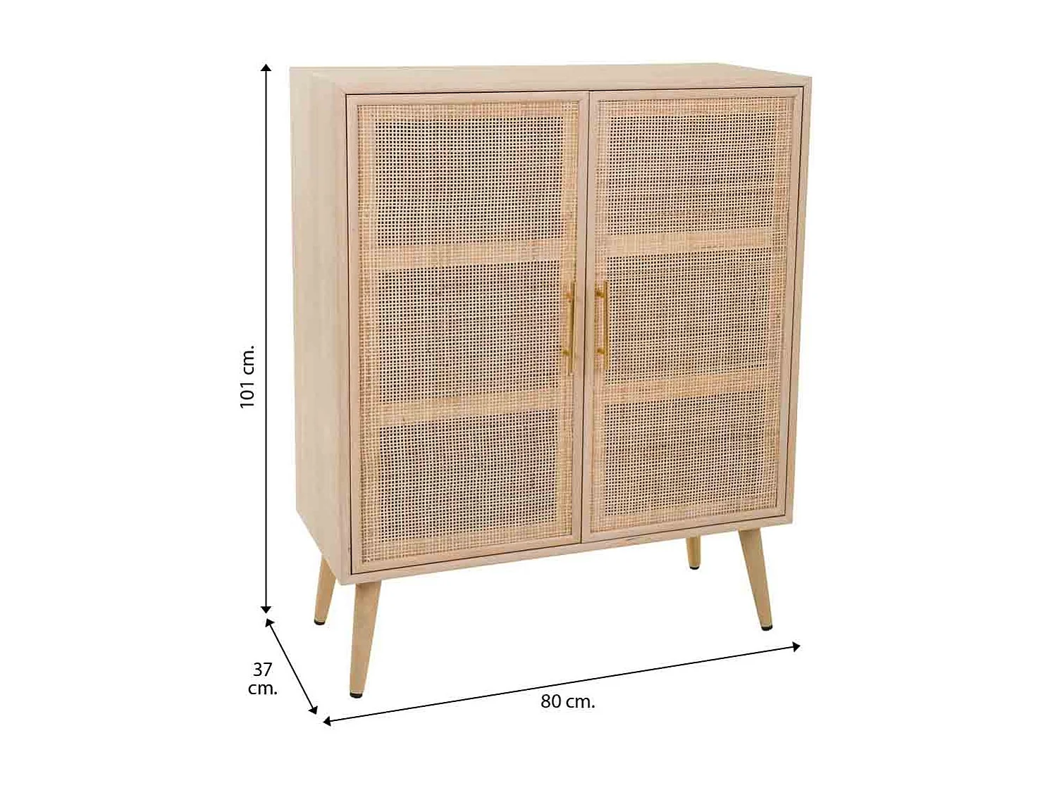 Anrichte aus MDF und Netz, braun, 80x37x101 cm