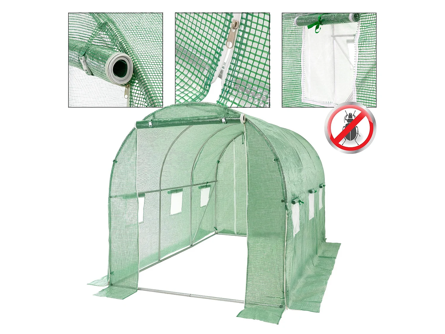 Bâche de rechange pour serre de jardin tunnel 6m² 2x3x2 m vert ECD Germany