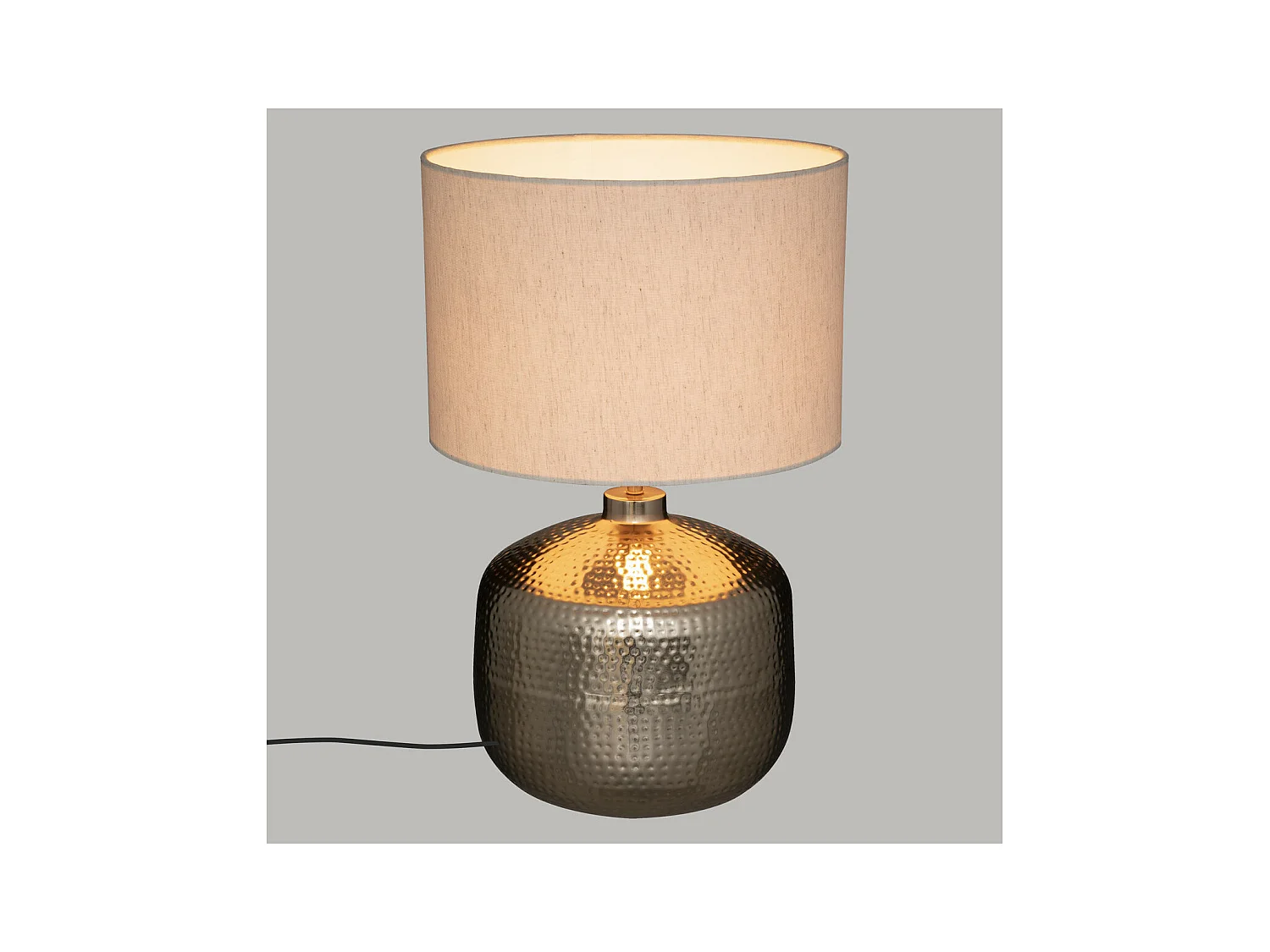 Lampe à poser en métal martelé Champagne H 52 cm