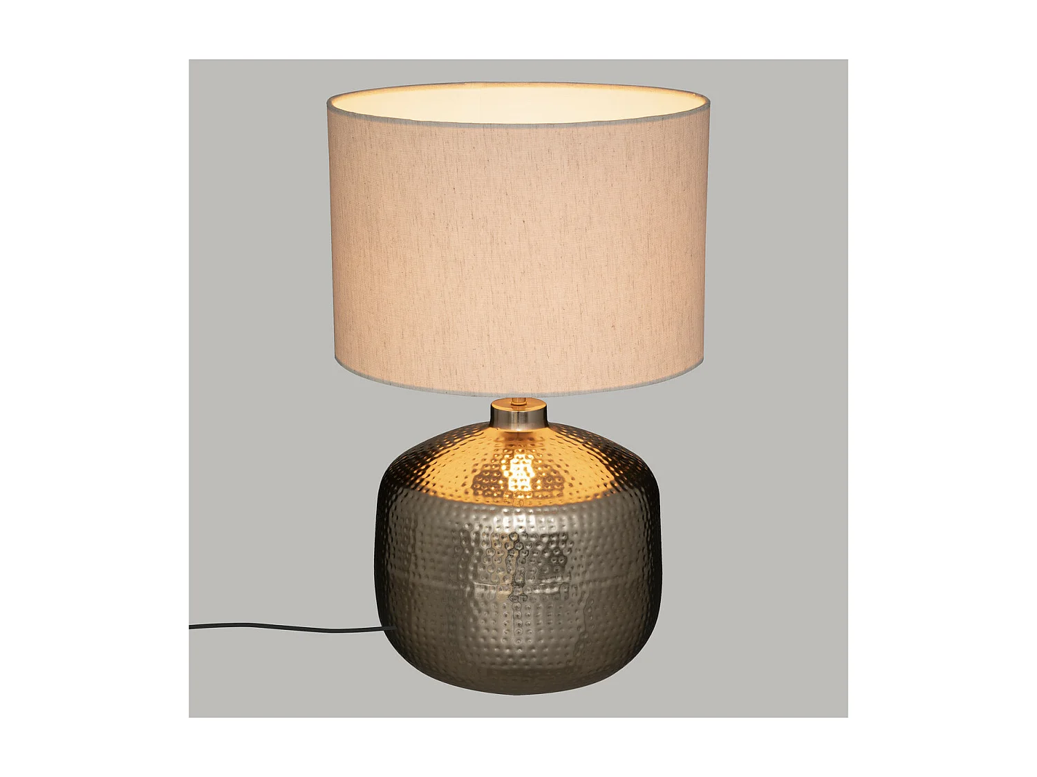 Lampe à poser en métal martelé Champagne H 52 cm