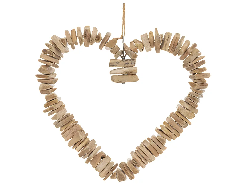 Déco murale Coeur en métal et bois de Hêtre H 37 cm