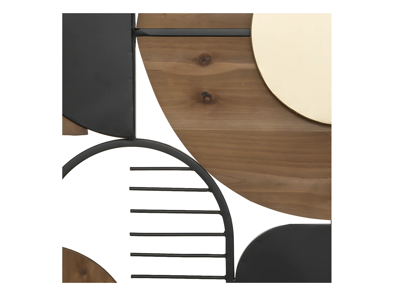 Déco murale Cerles & Demi-cercles en métal et Bois 70 x 70 cm