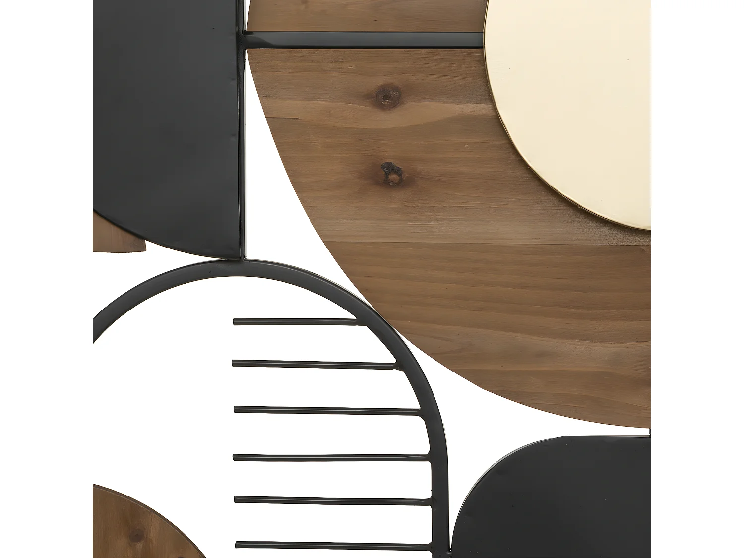 Déco murale Cerles & Demi-cercles en métal et Bois 70 x 70 cm