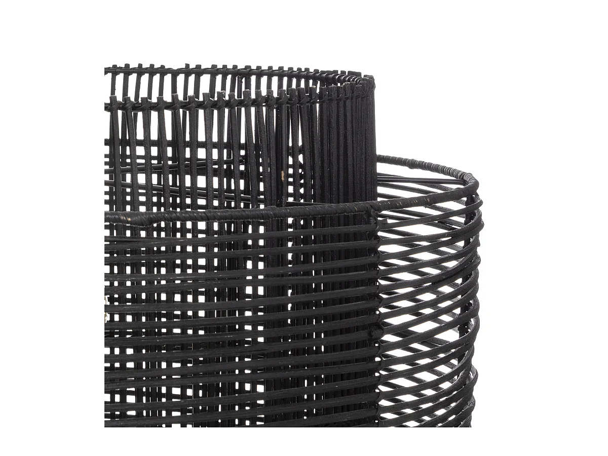 Luminaire Suspension en métal et Rotin Noir D 58 cm