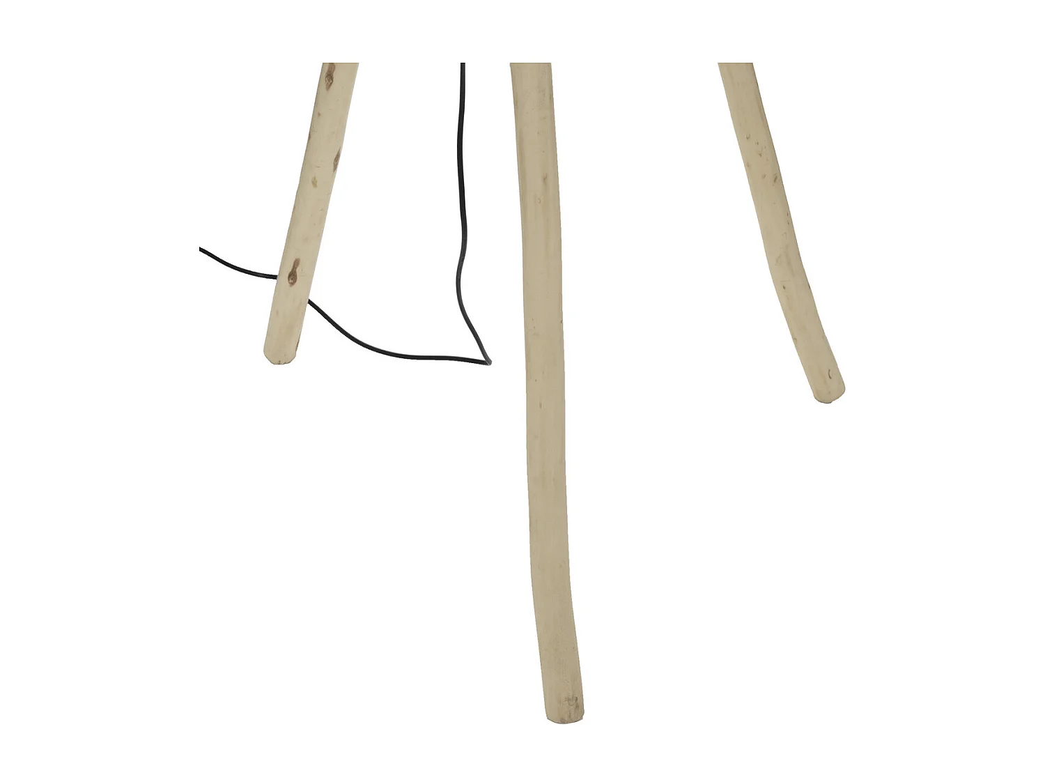 Lampadaire Trépied en Bois de Peuplier et Abat-jour en Coton H 151 cm