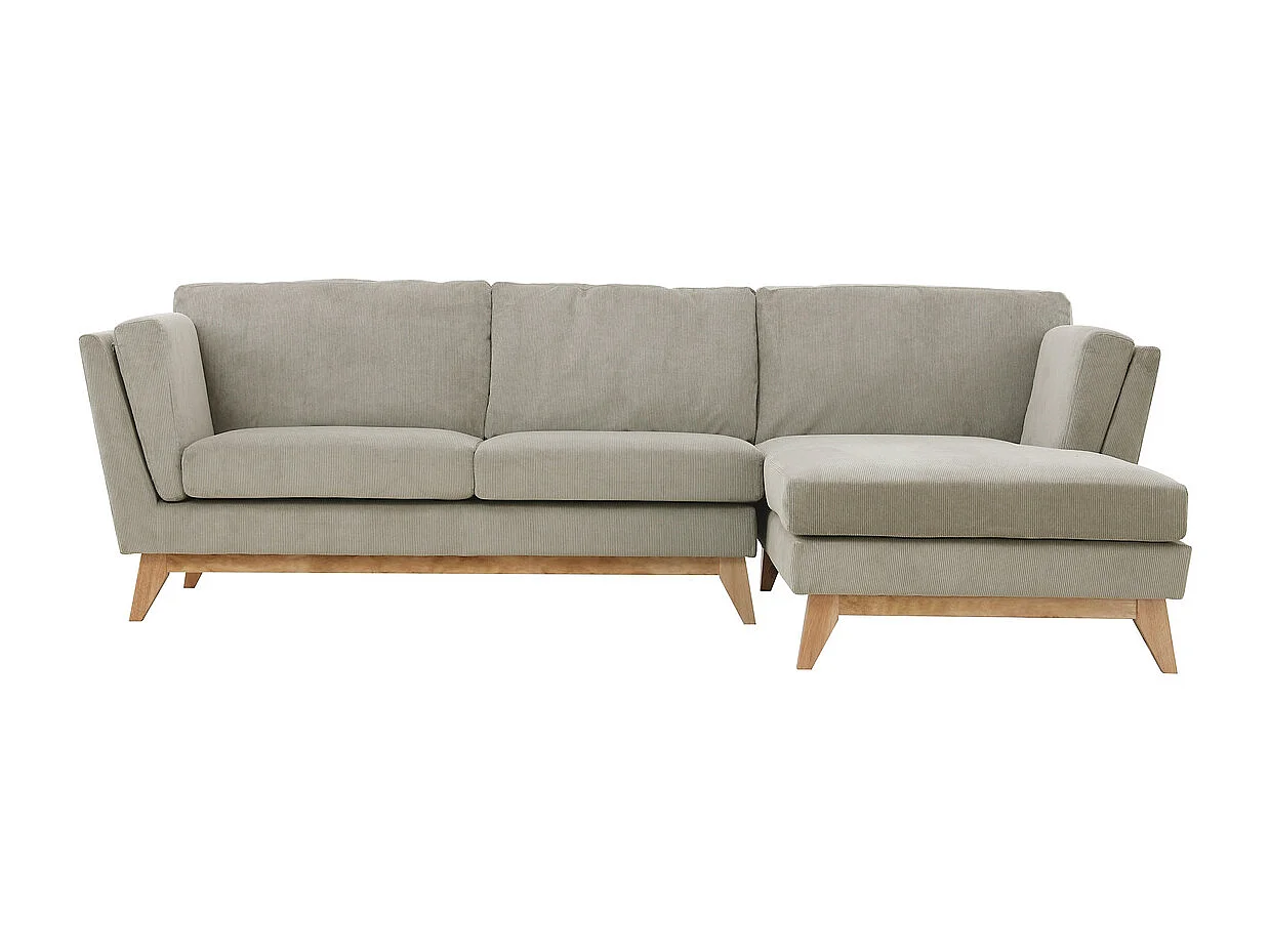 Canapé scandinave 3 places velours côtelé gris NORDEN