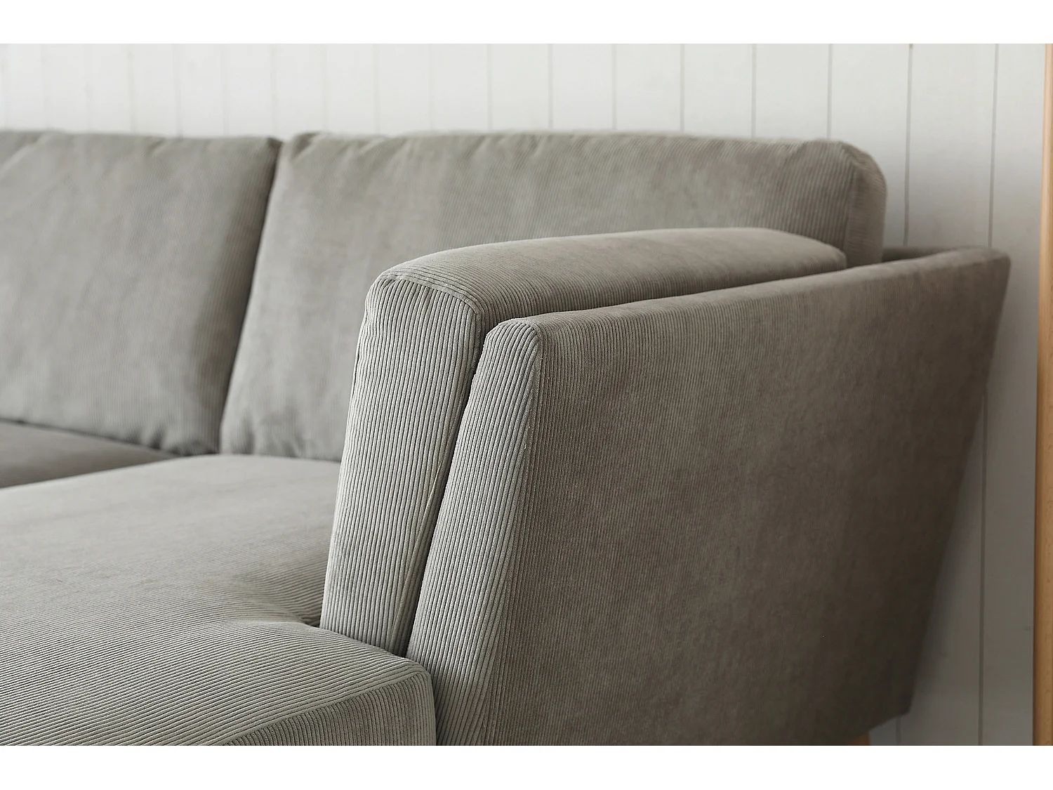 Canapé scandinave 3 places velours côtelé gris NORDEN