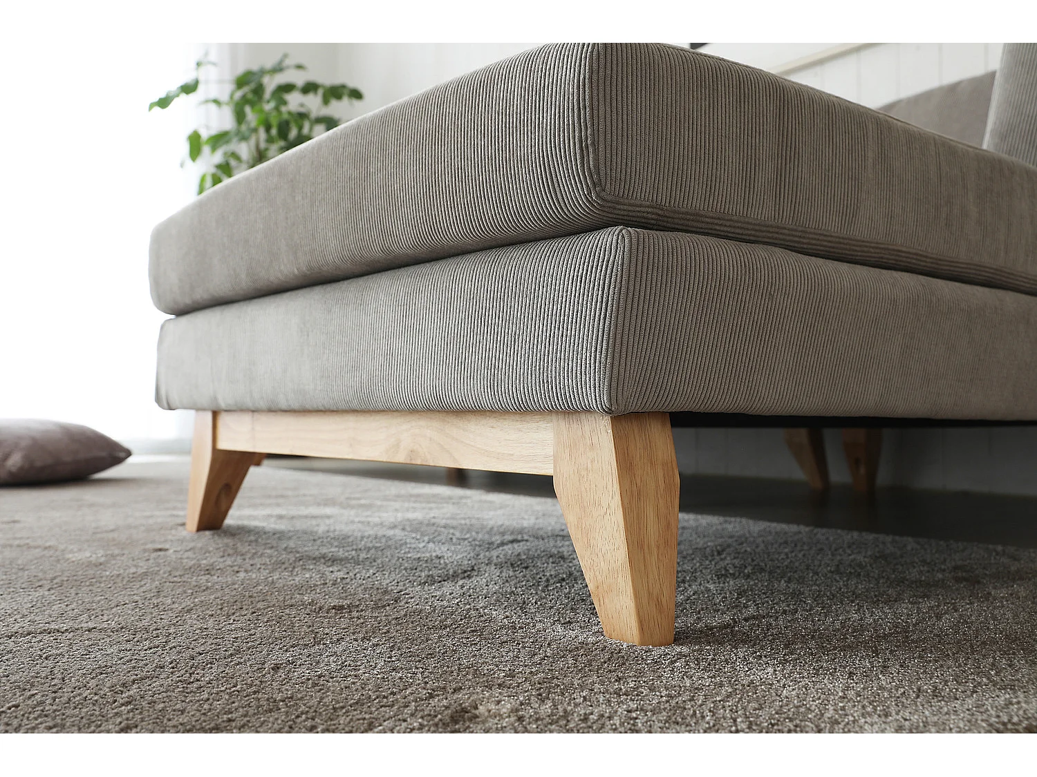 Canapé scandinave 3 places velours côtelé gris NORDEN