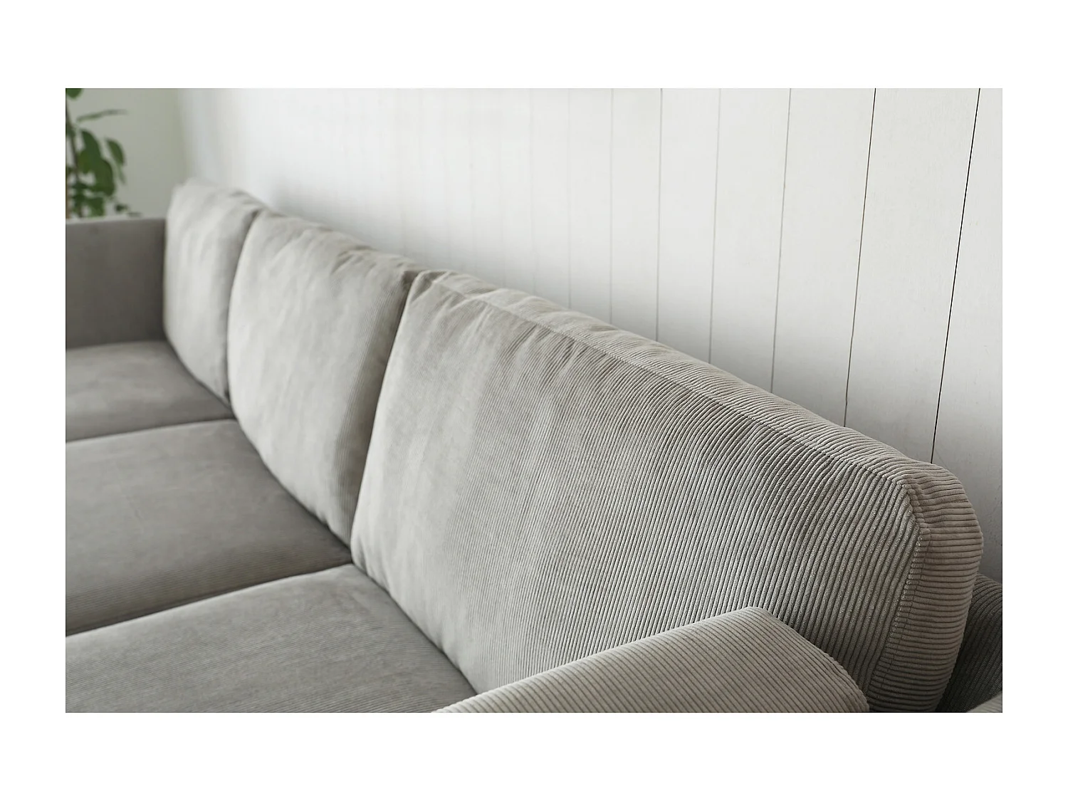 Canapé scandinave 3 places velours côtelé gris NORDEN