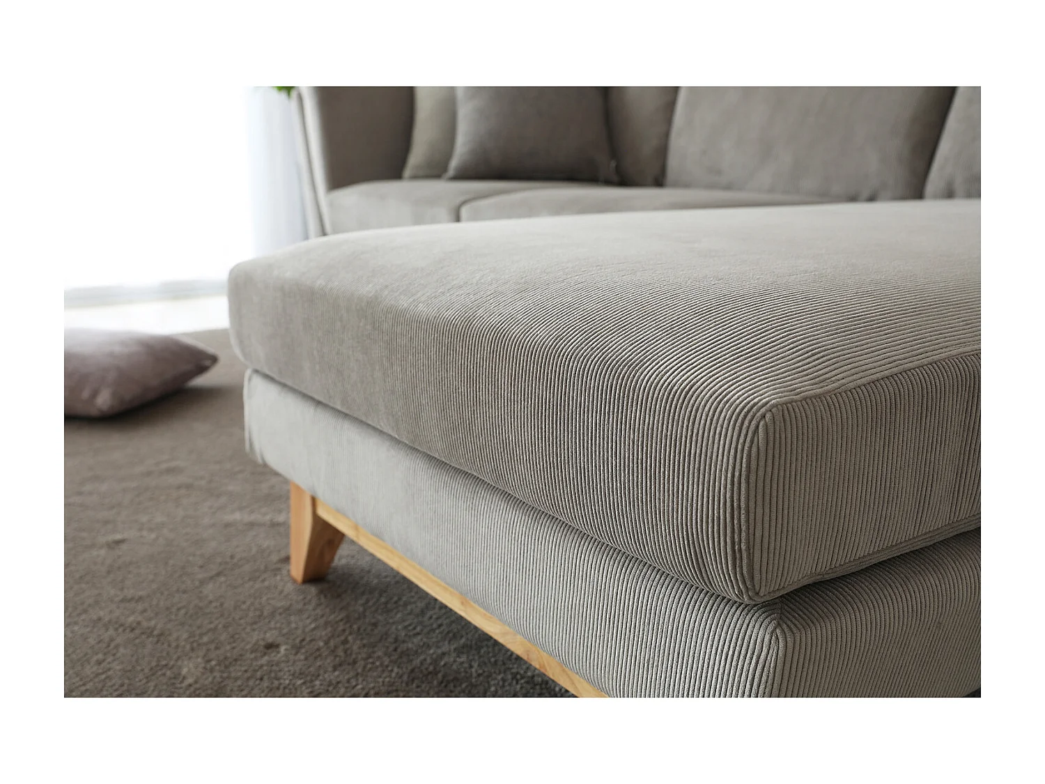 Canapé scandinave 3 places velours côtelé gris NORDEN