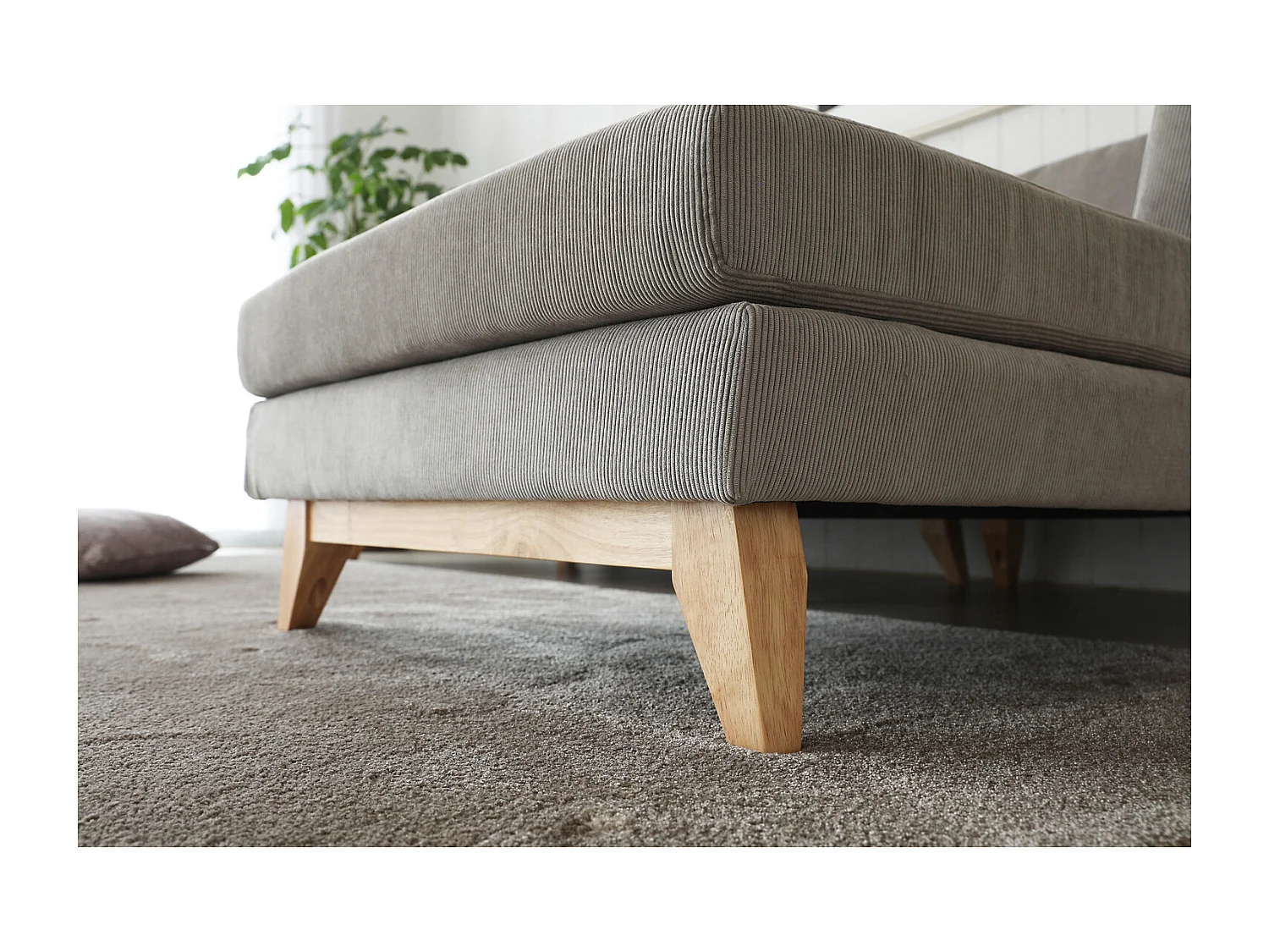 Canapé scandinave 3 places velours côtelé gris NORDEN