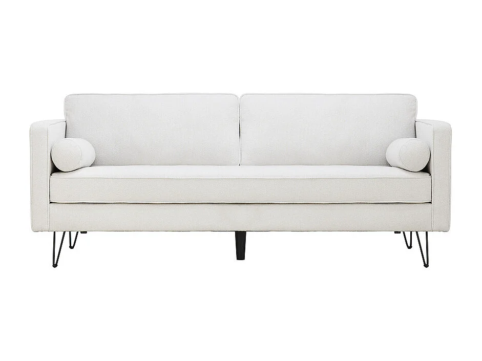 3-zitsbank in wit bouclé met metalen poten CLOUD - Scandinavisch design, comfortabel en trendy