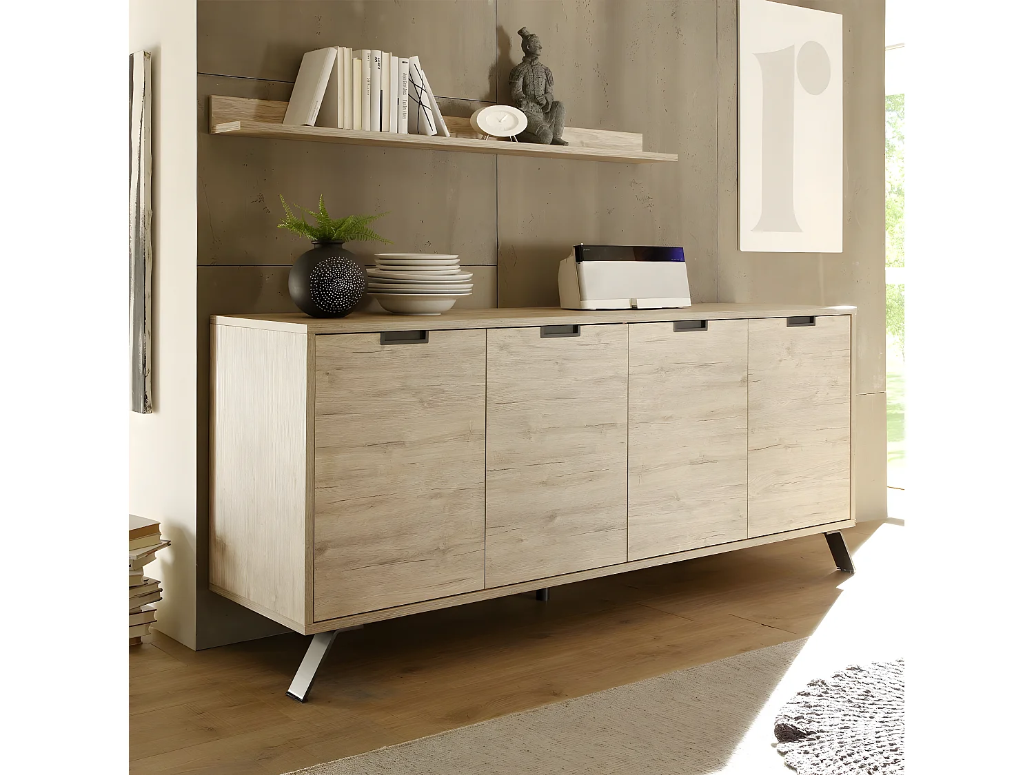 Etagère murale bois clair L157 cm - Palma