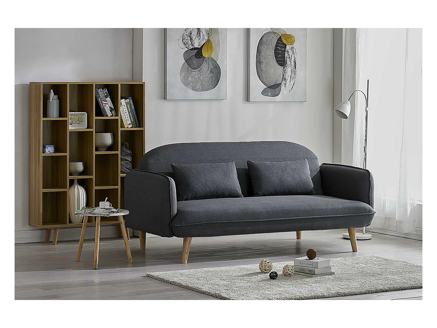 3-Sitzer Schlafsofa aus Stoff, grau SOTCHI