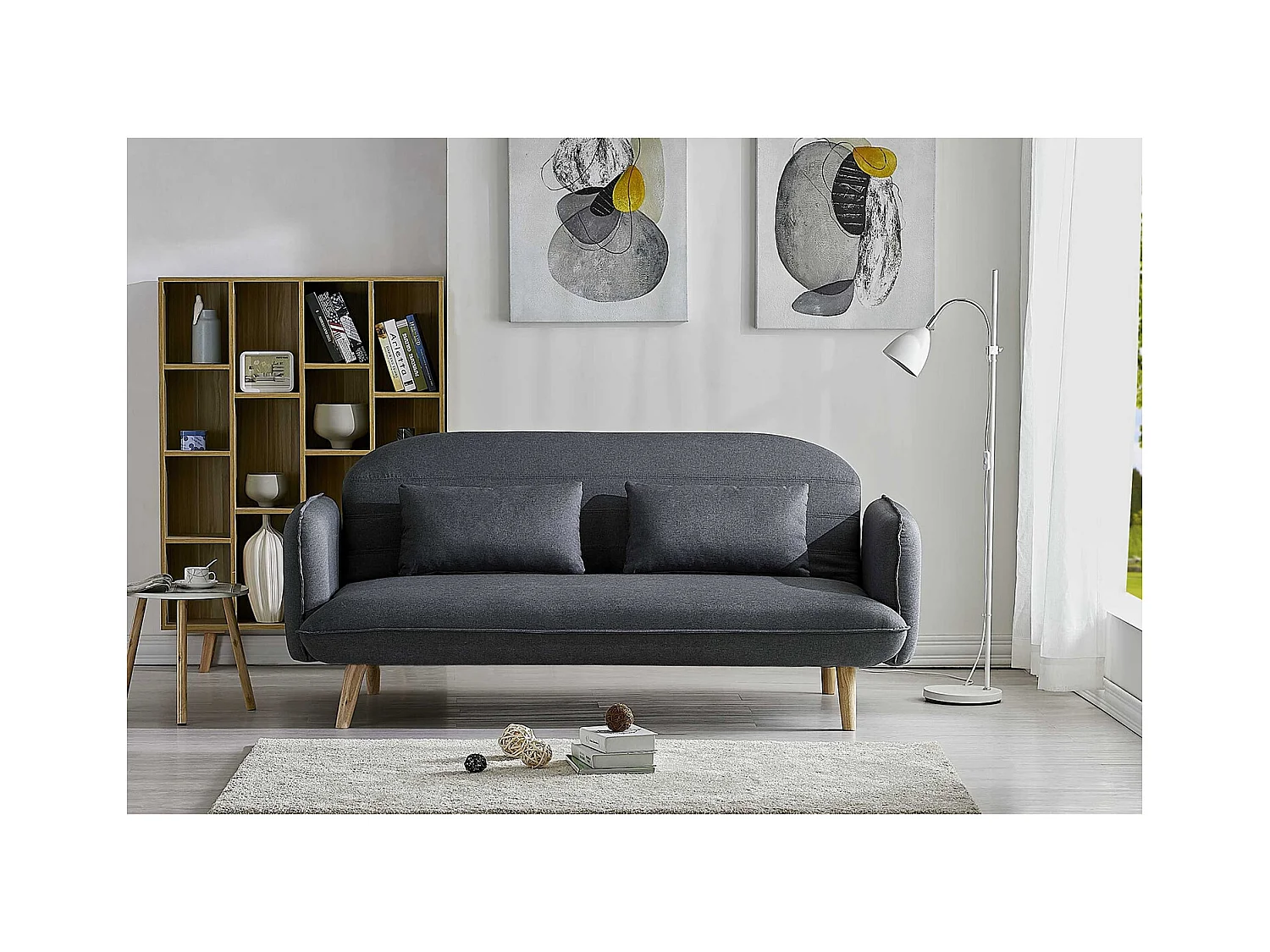 Canapé convertible 3 places en tissu gris SOTCHI