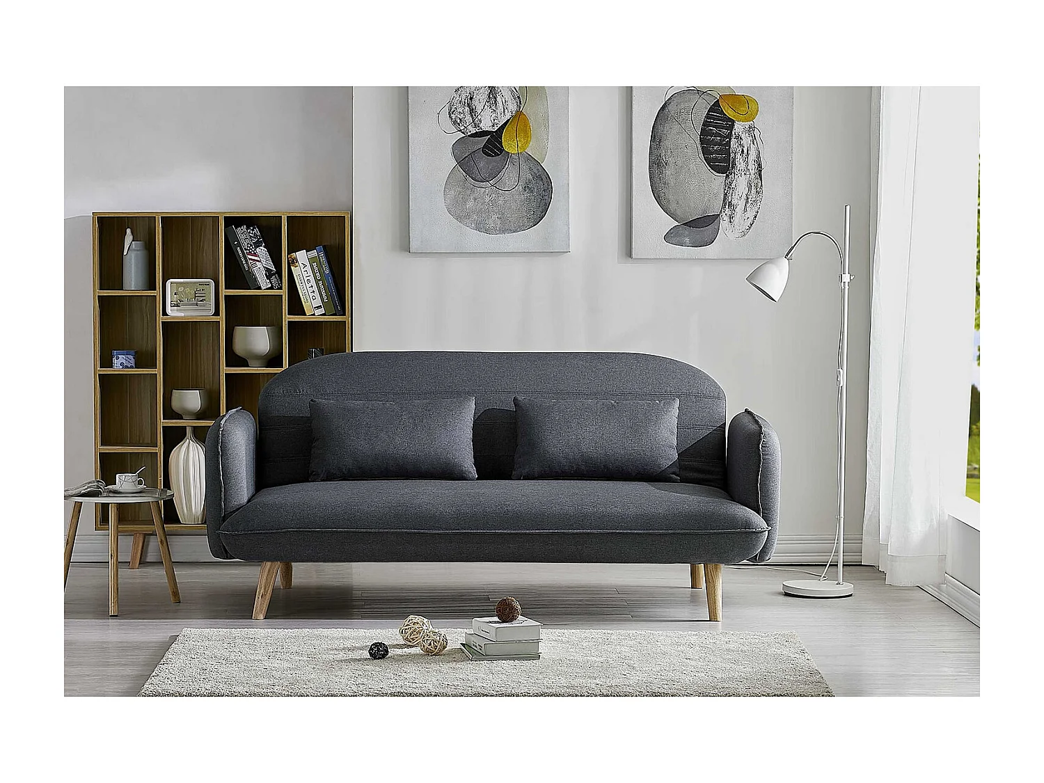 Divano-letto scandinavo 3 posti grigio SOTCHI