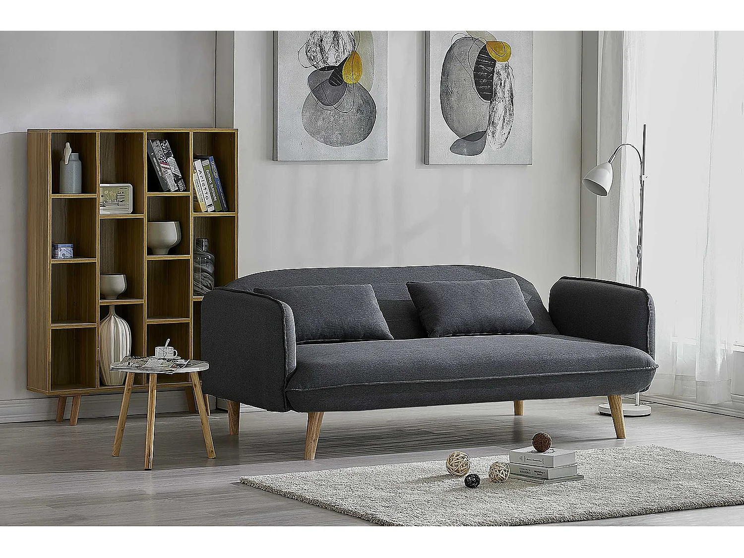 Divano-letto scandinavo 3 posti grigio SOTCHI