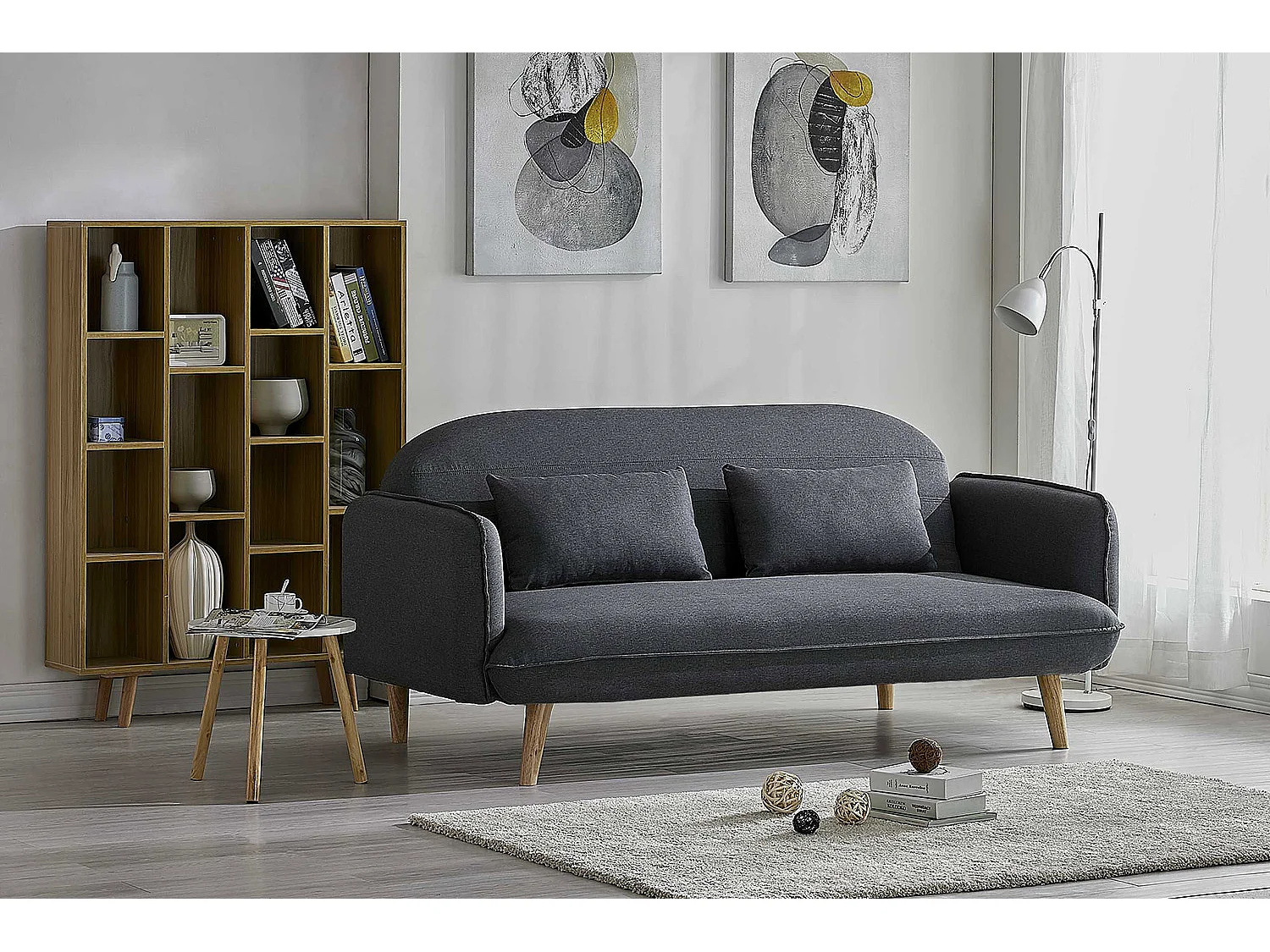 Divano-letto scandinavo 3 posti grigio SOTCHI
