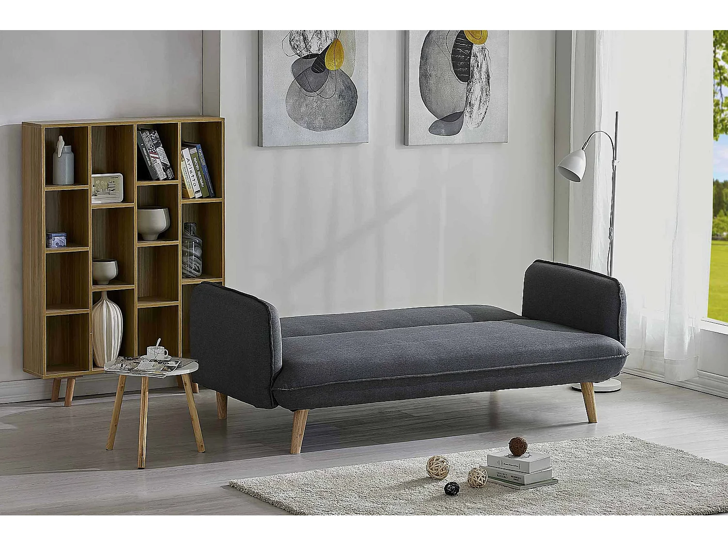 Divano-letto scandinavo 3 posti grigio SOTCHI