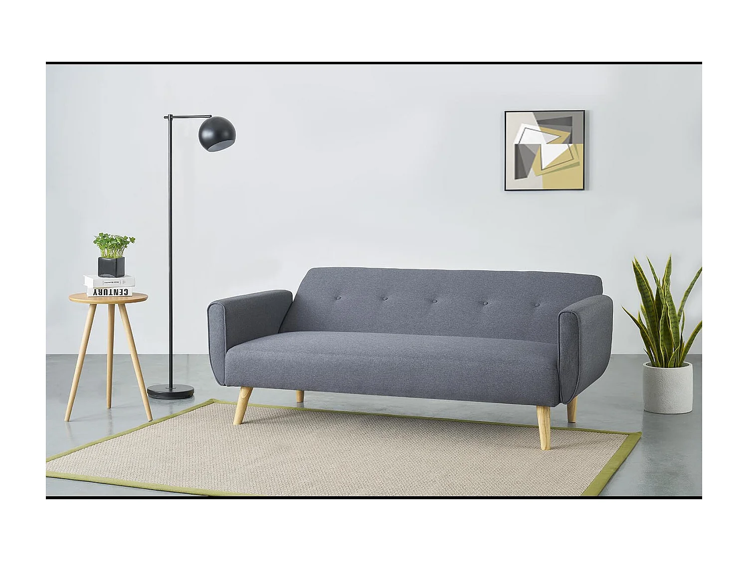 Scandinavische omvormbare 3-zitsbank grijs MALMO - Scandinavische Stijl, Houten Poten, Omvormbaar tot Bed