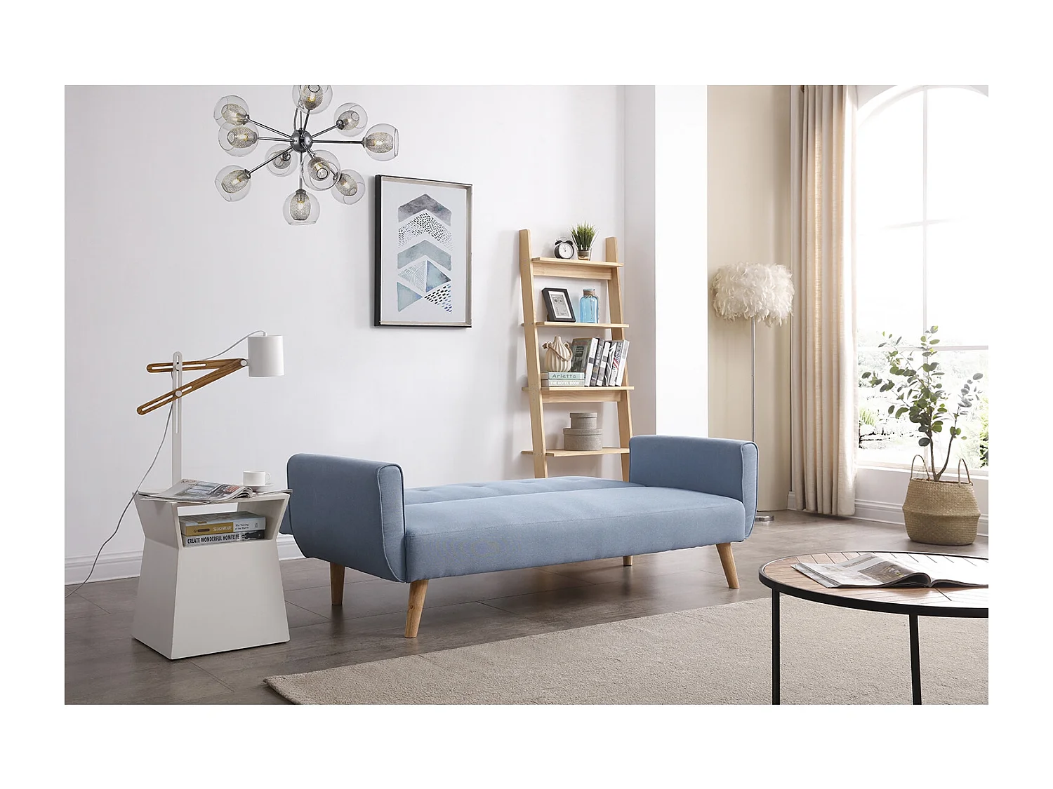 Scandinavische Slaapbank Omvormbaar 3 Zitplaatsen Blauw MALMO