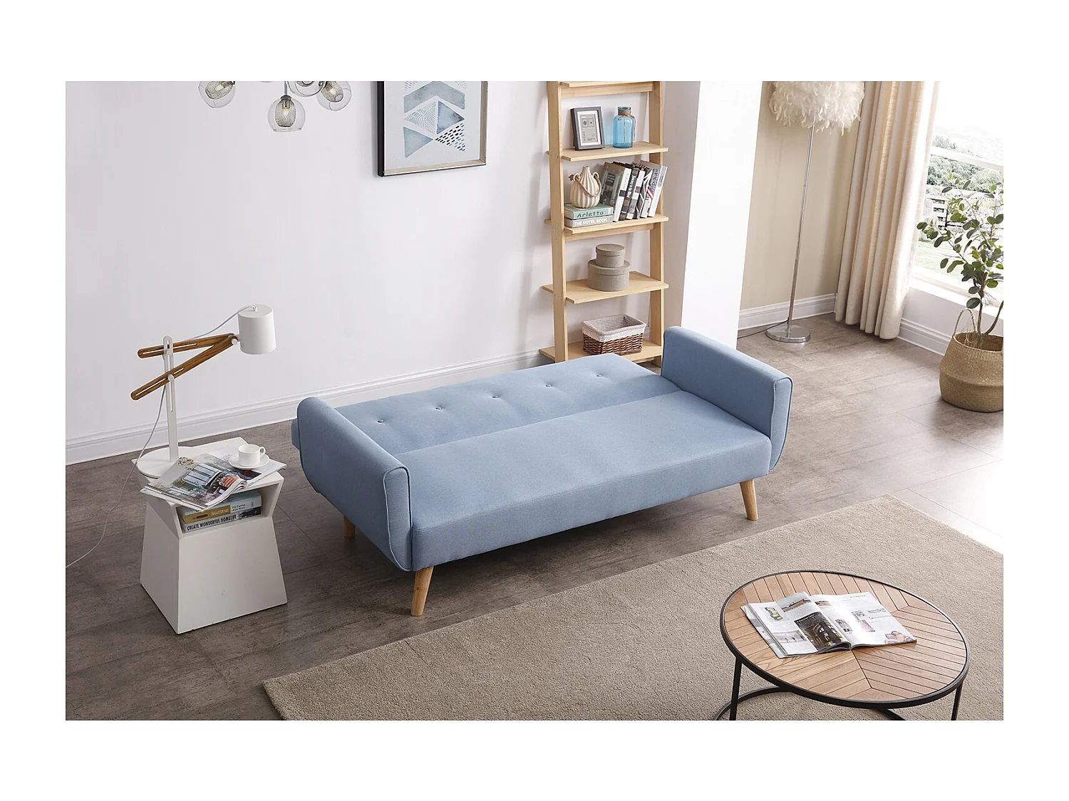 Scandinavische Slaapbank Omvormbaar 3 Zitplaatsen Blauw MALMO