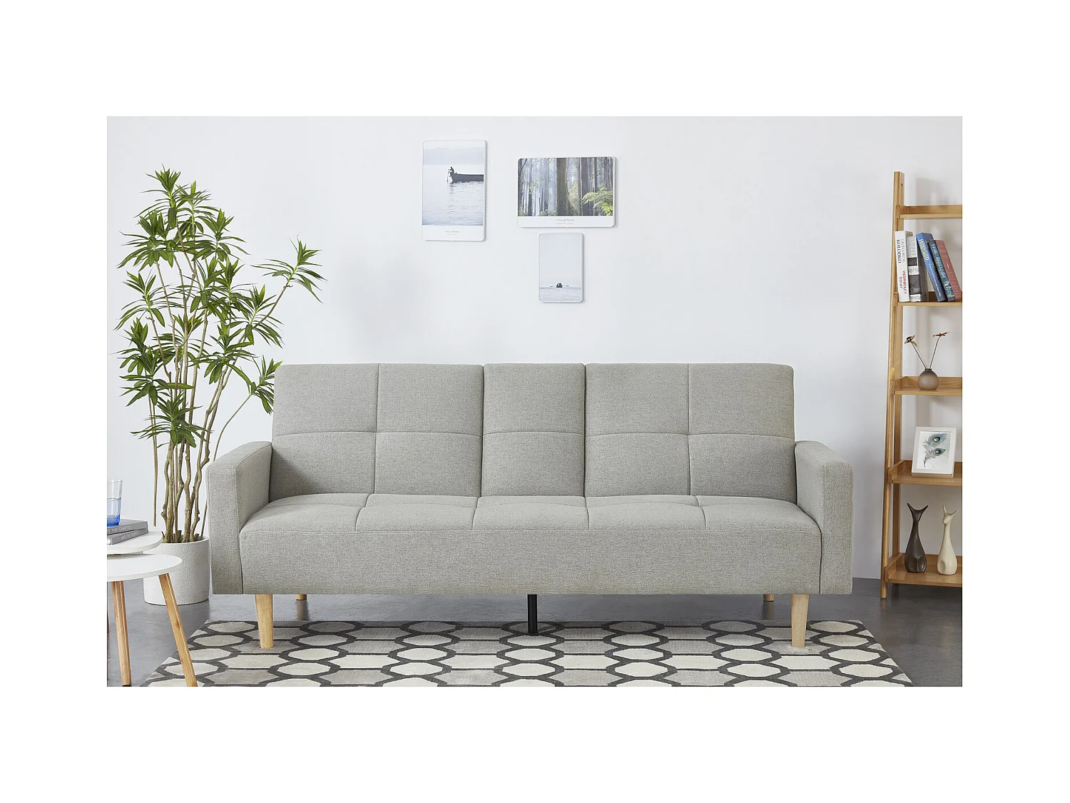 Canapé convertible 3 places en tissu gris OSLO