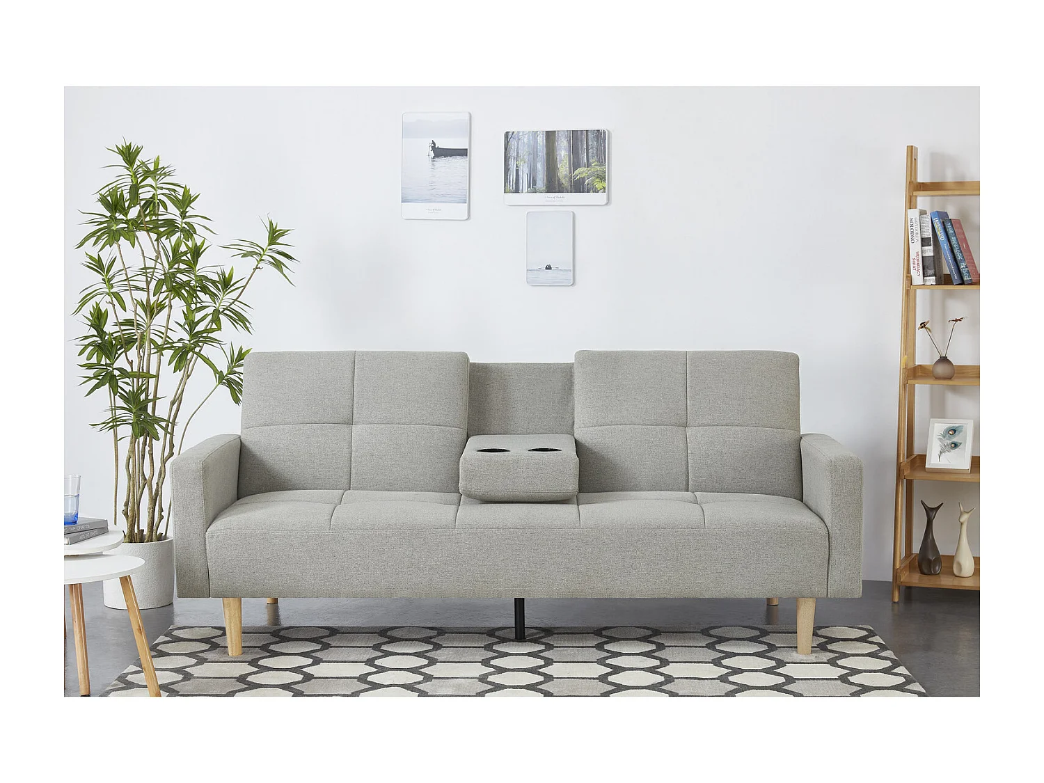 Canapé convertible 3 places en tissu gris OSLO