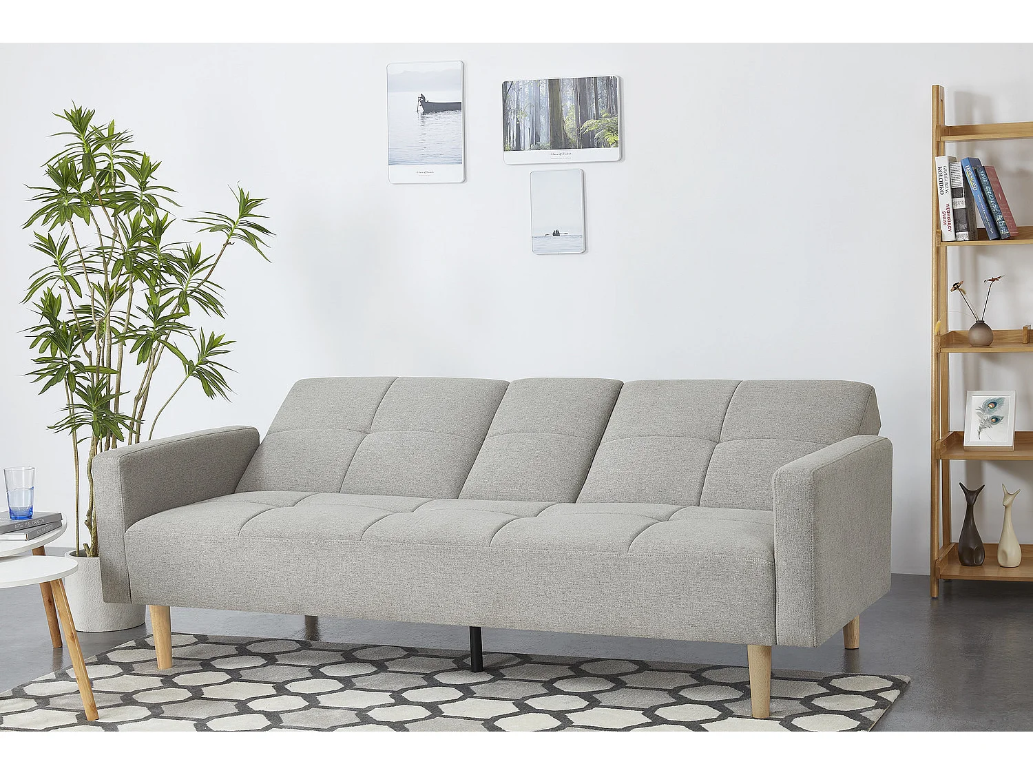 Canapé convertible 3 places en tissu gris OSLO