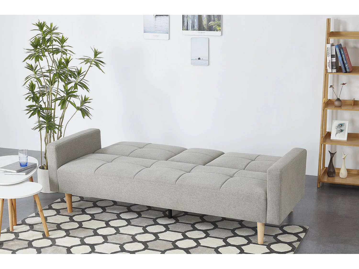 Canapé convertible 3 places en tissu gris OSLO