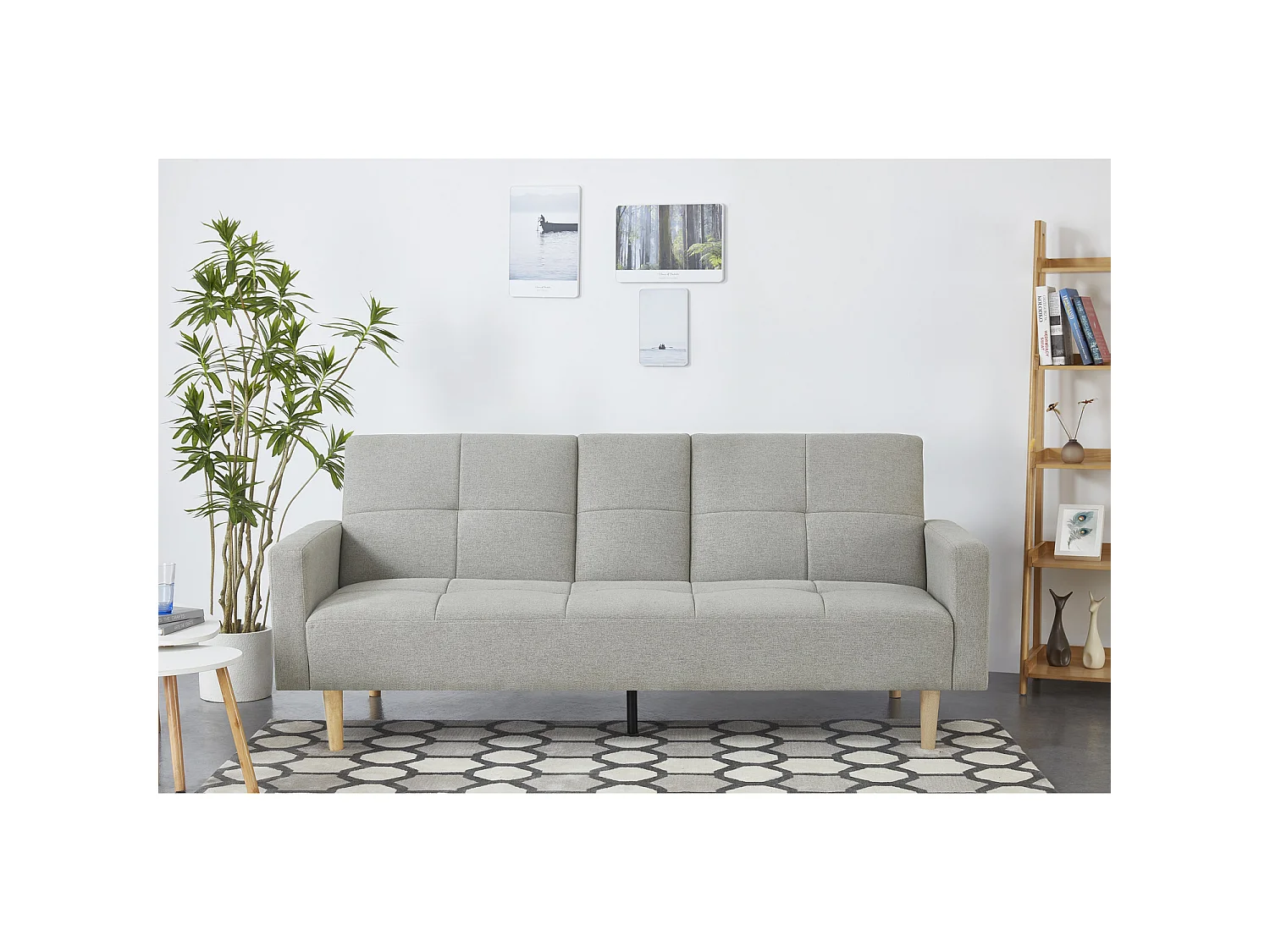 Canapé convertible 3 places en tissu gris OSLO