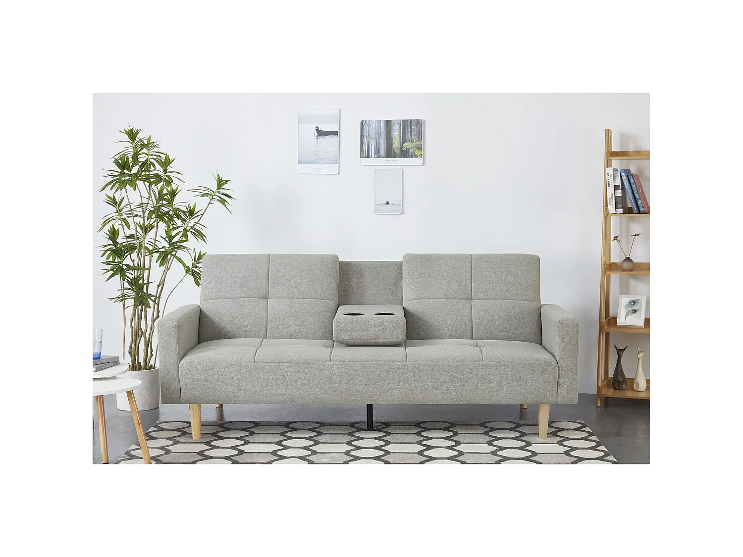 Canapé convertible 3 places en tissu gris OSLO