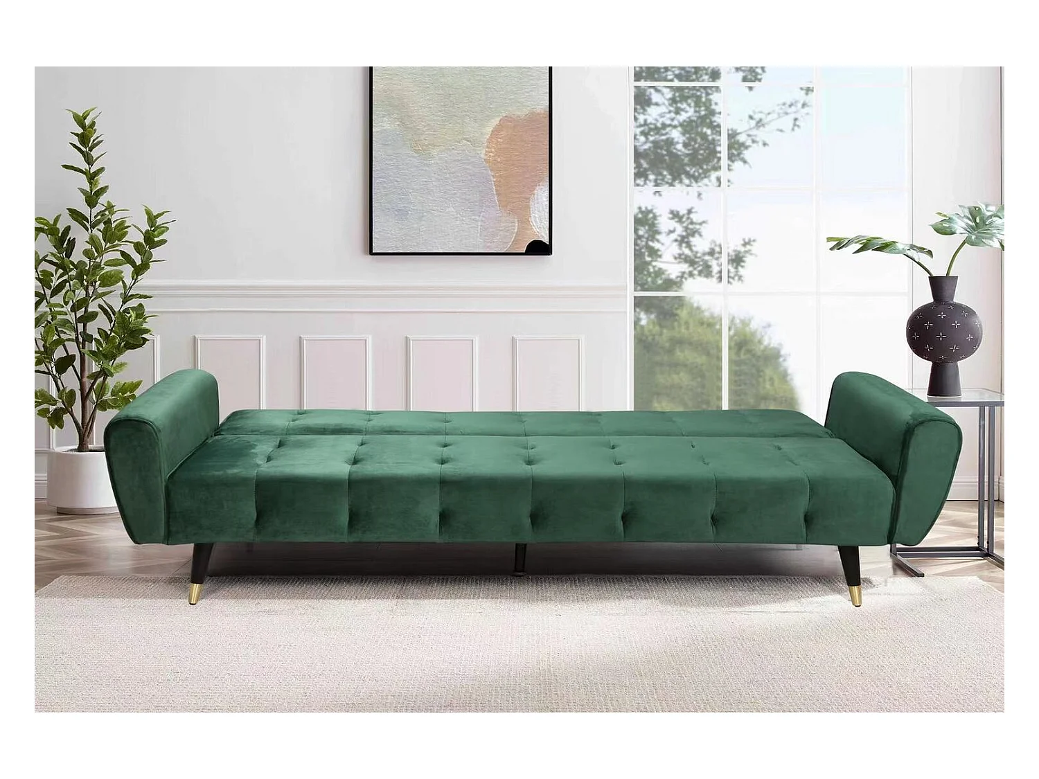 Canapé 3 places velours vert ONTARIO