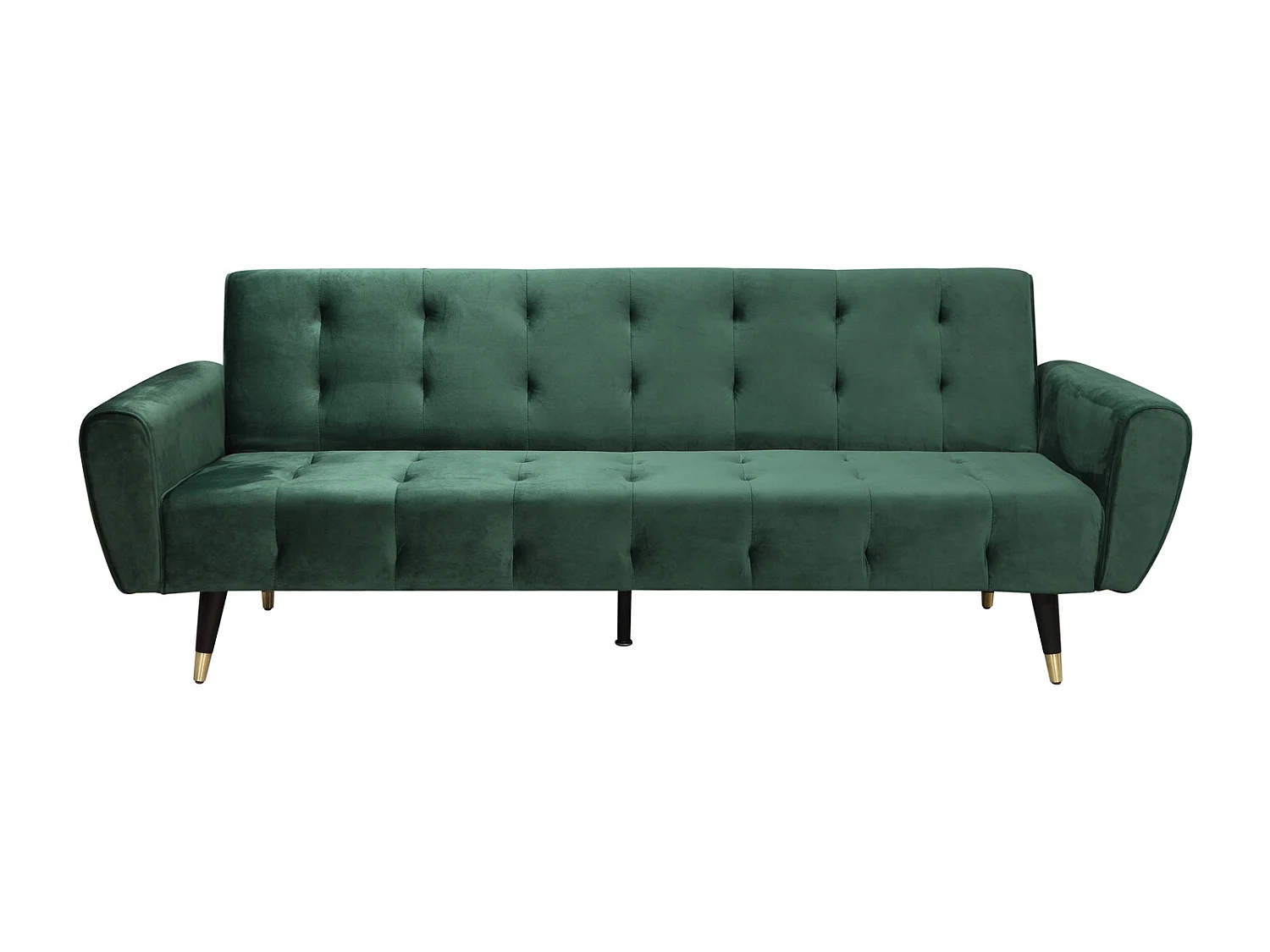 Sofá-Cama Conversível de 3 Lugares em Veludo Verde Ontario Moderno e Confortável